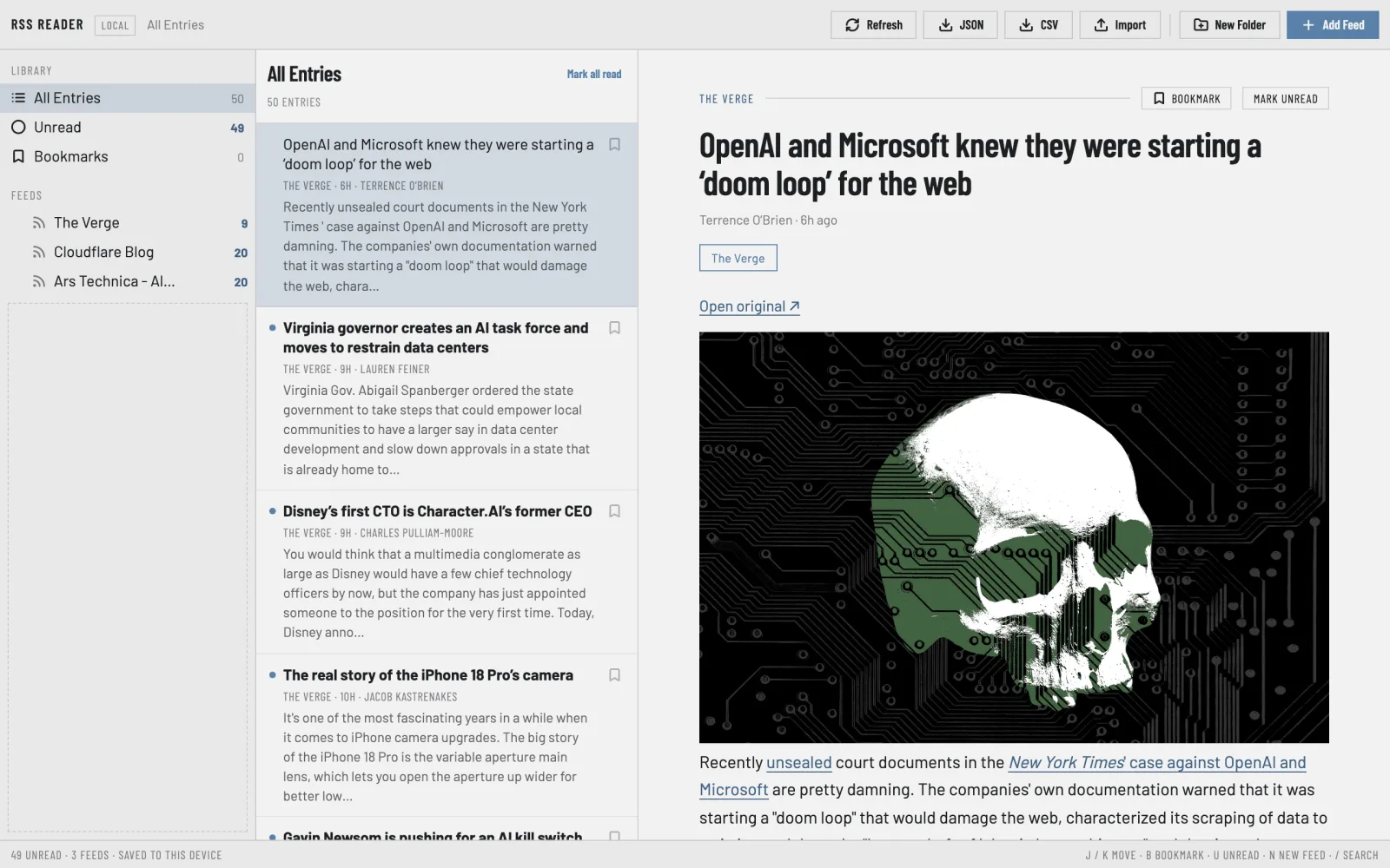 RSS Reader screenshot