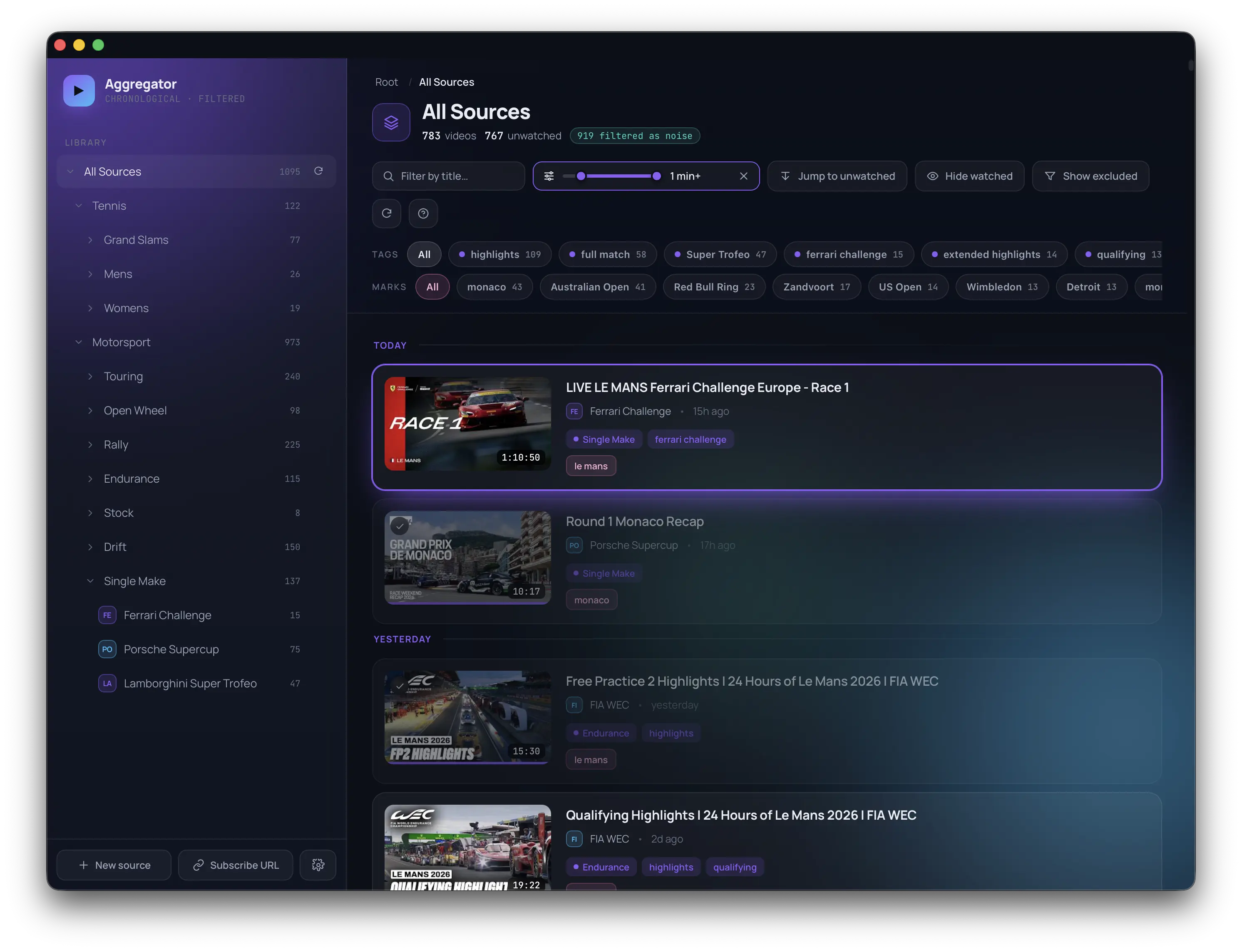 Video app screenshot